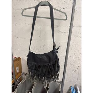 Dark Fringe Leather Crossbody Bag Jennifer Haley - Great Condition